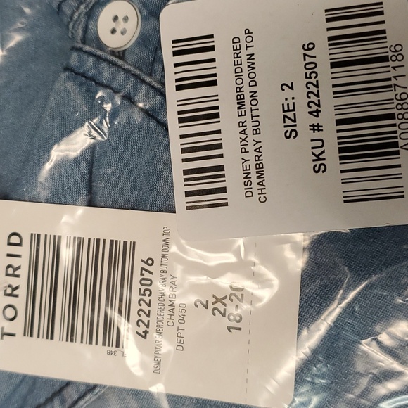 ❤️NWT VINTAGE TORRIID DISNEY PIXAR MONSTERS INC BUTTON TOP - CHAMBRAY PLUS SIZE - Picture 7 of 16